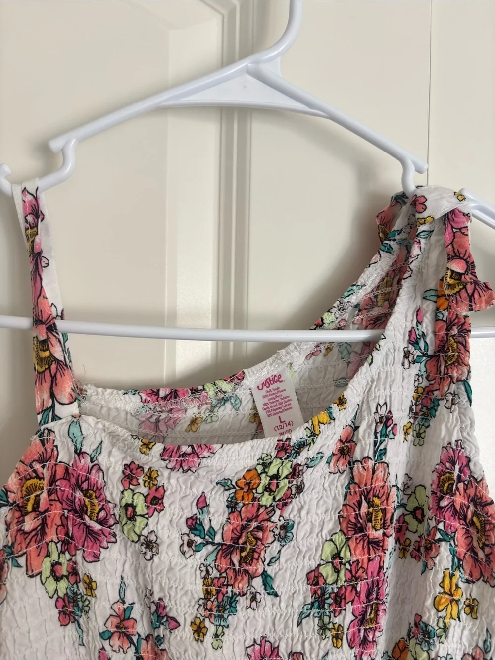 Justice White Maxi Dress with Pink Floral Print